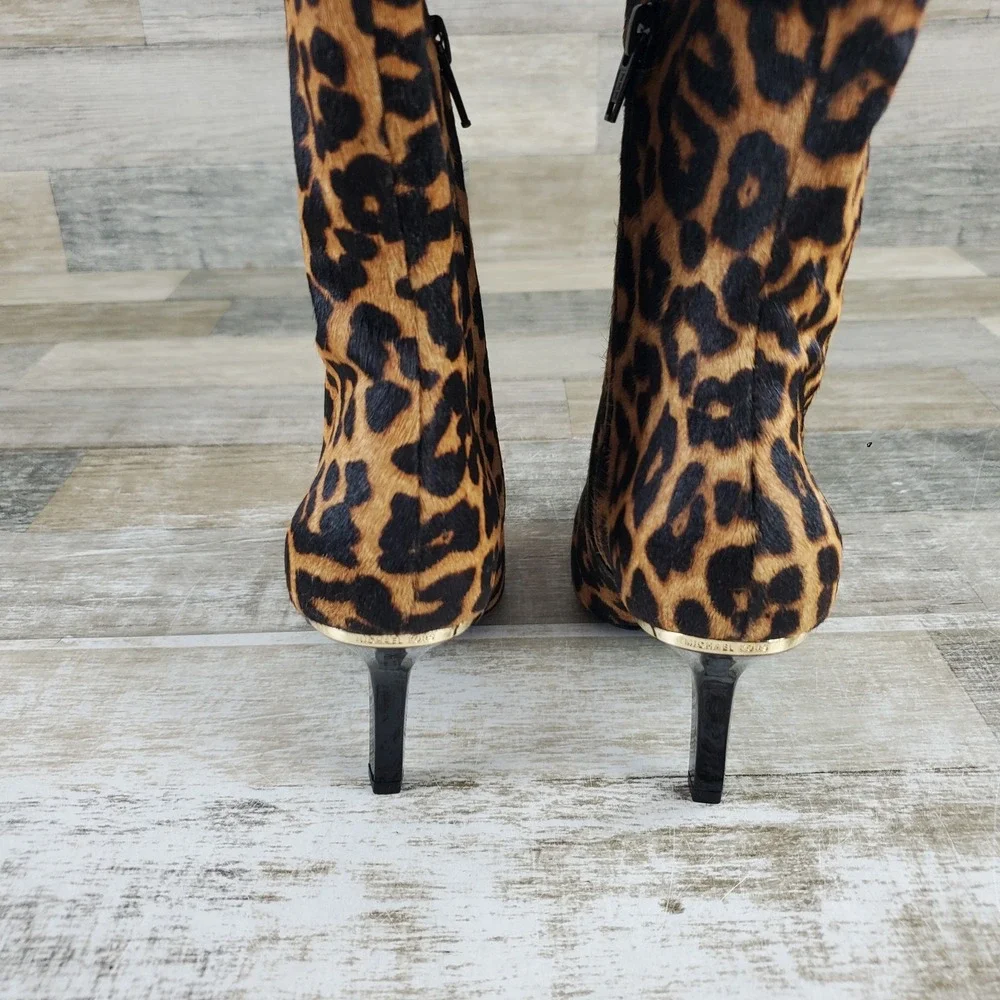 Michael Kors Katerina Womens Tall Boots Sz 5.5 Butterscotch Leopard Animal Print